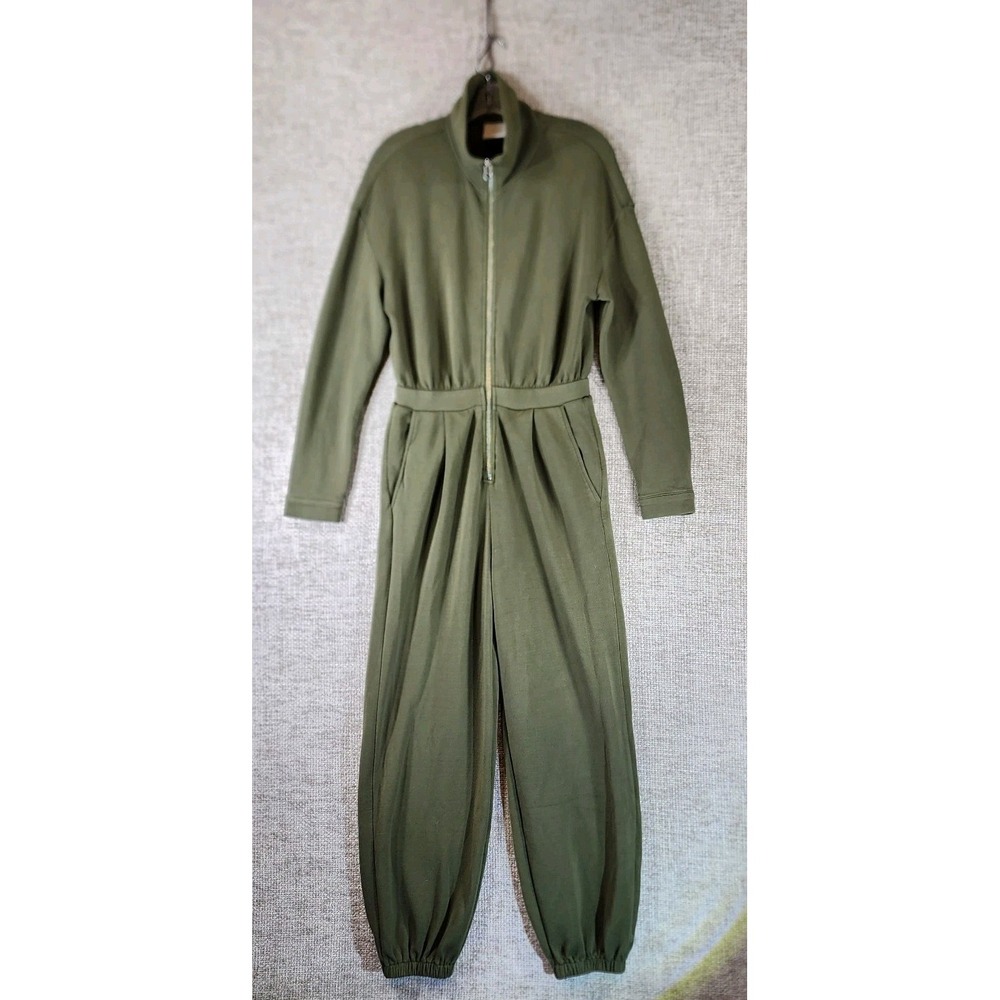 Varley Jessie Jumpsuit Womens S Olive Zip Doublesoft Long Sleeve Athleisure